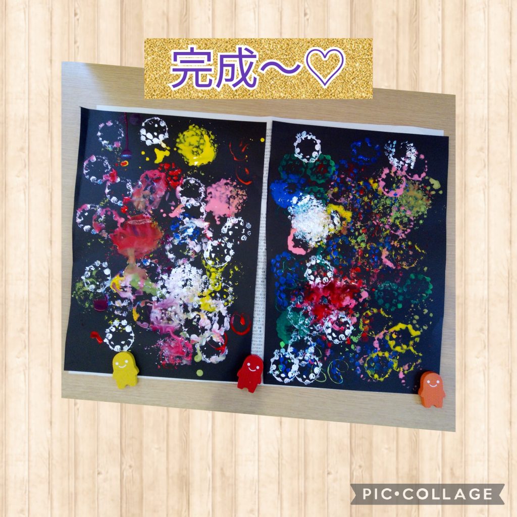 スタンプを使って完成した制作物の花火